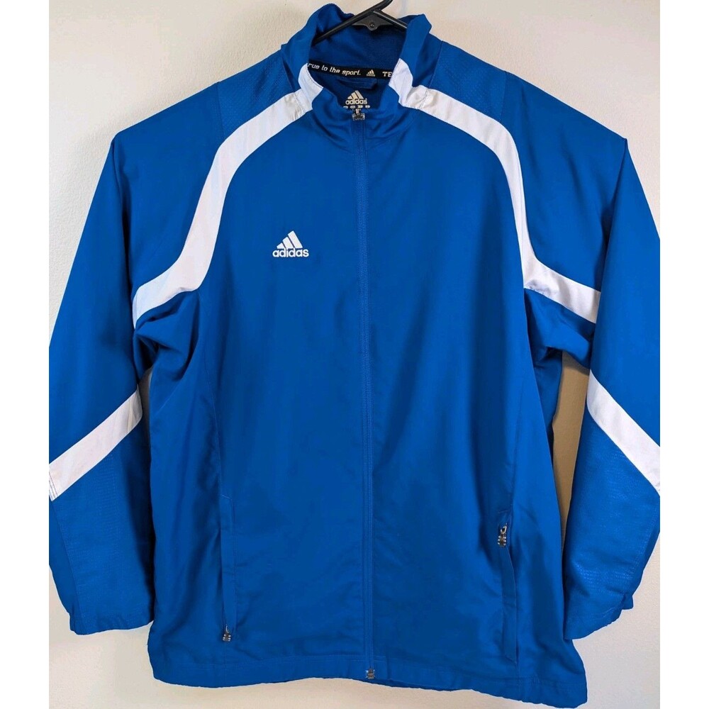 Adidas Performance Zip Up Windbreaker Jacket Blue Polyester Golf Adult Small